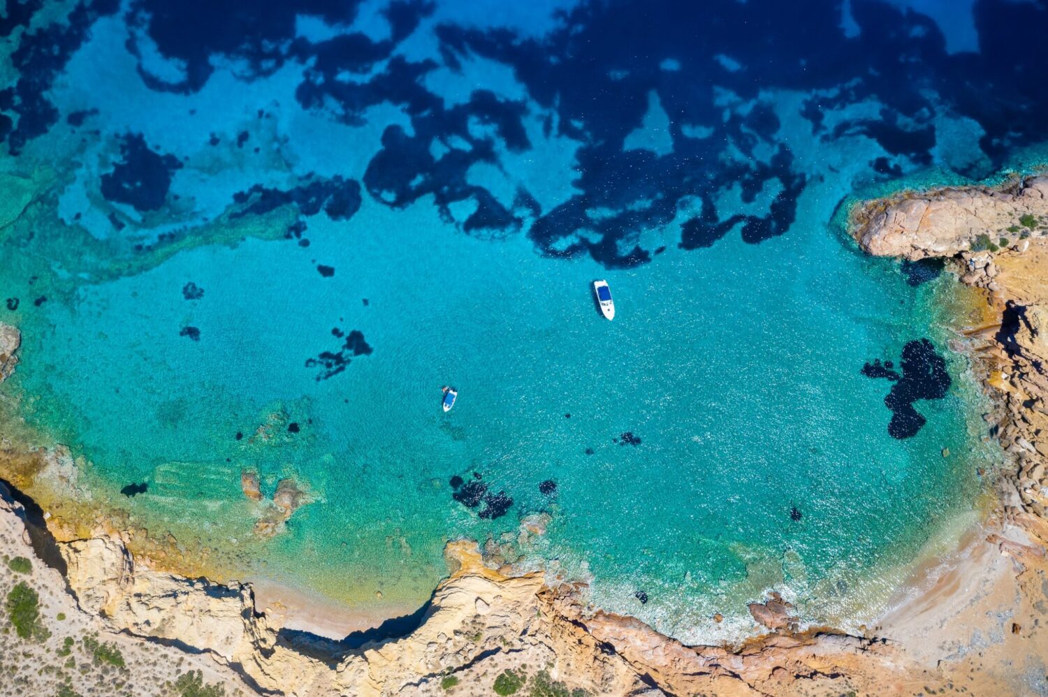 Aerial,Top,Down,View,To,A,Little,Bay,On,Patroklos